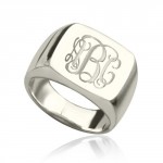 Personalised Engraved Square Designs Monogram Ring - Handcrafted By Name My Rings™