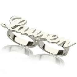 Personalised Allegro Two Finger Name Ring - Handcrafted By Name My Rings™