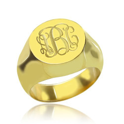 Personalised Engraved Circle Monogram Signet Ring - Handcrafted By Name My Rings™
