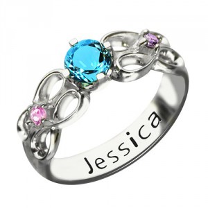 Personalised Customised Infinity Promise Ring With Name Birthstone for Her - Handcrafted By Name My Rings™