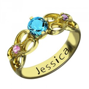 Personalised Birthstone Infinity Promise Ring With Name - Handcrafted By Name My Rings™