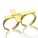 Personalised Engraved Name Two finger Cross Ring - Handcrafted By Name My Rings™