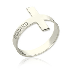 Personalised Engraved Name Cross Rings - Handcrafted By Name My Rings™