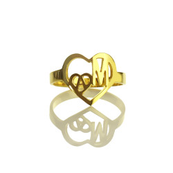 Personalised Heart in Heart Double Initial Ring - Handcrafted By Name My Rings™