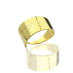 Personalised Name Engraved Cuff Rings - Handcrafted By Name My Rings™