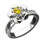 Personalised Promise Rose Ring Engraved Name Birthstone - Handcrafted By Name My Rings™
