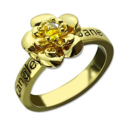 Personalised Promise Rose Ring for Her with Birthstone - Handcrafted By Name My Rings™