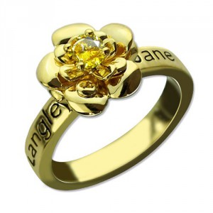 Personalised Promise Rose Ring for Her with Birthstone - Handcrafted By Name My Rings™