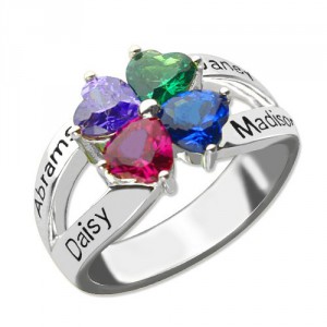 Personalised Mothers Name Ring with Birthstone - Handcrafted By Name My Rings™
