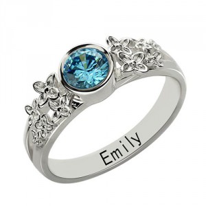 Personalised Flower Engagement Birthstone Name Ring - Handcrafted By Name My Rings™