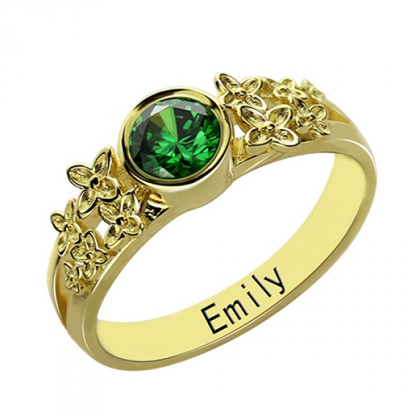 Personalised Flower Engagement Birthstone Name Ring - Handcrafted By Name My Rings™