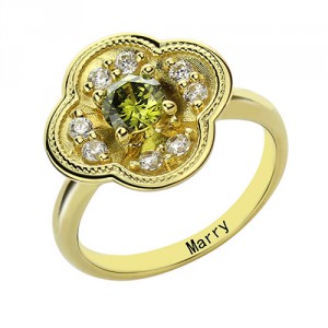 Personalised Blossoming Engagement Ring Engraved Birthstone - Handcrafted By Name My Rings™