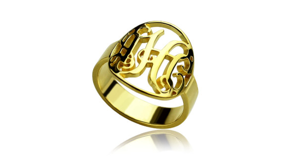 Personalised Custom Circle Cut Out Monogrammed Ring - Handcrafted By ...
