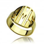 Personalised Block Circle Monogram Ring - Handcrafted By Name My Rings™
