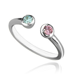 Personalised 2 Stone Dual Birthstone Cuff Ring - Handcrafted By Name My Rings™