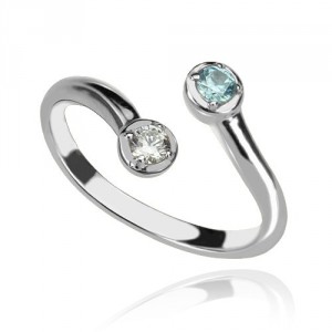Personalised Dual Drops Birthstone Ring - Handcrafted By Name My Rings™