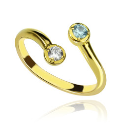 Personalised Dual Drops Birthstone Ring - Handcrafted By Name My Rings™