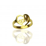 Personalised Heart in Heart Double Initial Ring - Handcrafted By Name My Rings™