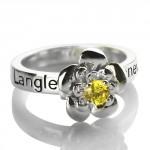 Personalised Promise Rose Ring Engraved Name Birthstone - Handcrafted By Name My Rings™