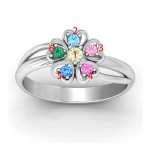 Personalised Promise Flower Ring Engraved Name Birthstone - Handcrafted By Name My Rings™