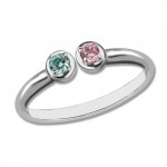 Personalised 2 Stone Dual Birthstone Cuff Ring - Handcrafted By Name My Rings™