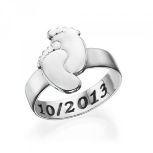Personalised Engraved Baby Feet Ring - Handcrafted By Name My Rings™