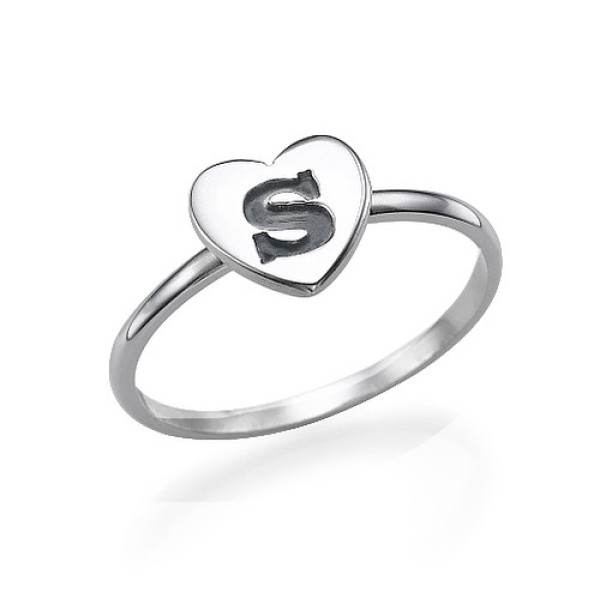 Personalised Heart Initial Ring - Handcrafted By Name My Rings™