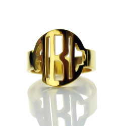Personalised Circle Block Monogram 3 Initials Ring - Handcrafted By Name My Rings™