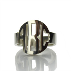 Personalised Circle Block Monogram 3 Initials Ring - Handcrafted By Name My Rings™