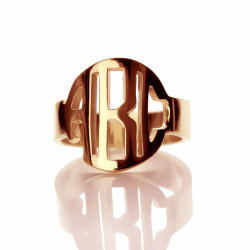 Personalised Circle Block Monogram 3 Initials Ring - Handcrafted By Name My Rings™
