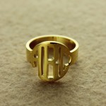 Personalised Circle Block Monogram 3 Initials Ring - Handcrafted By Name My Rings™