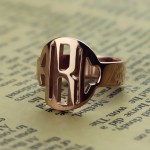 Personalised Circle Block Monogram 3 Initials Ring - Handcrafted By Name My Rings™