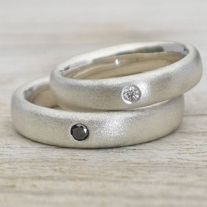 Personalised Handmade Frosted Diamond Wedding Rings - Handcrafted By Name My Rings™