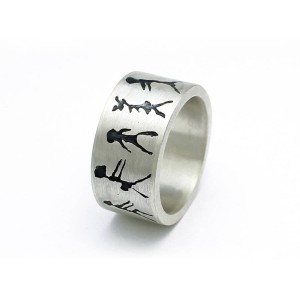 Personalised Capivara Cave Art Band Ring - Handcrafted By Name My Rings™