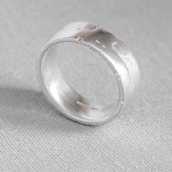 Personalised Flat Sand Cast Wedding Ring - Handcrafted By Name My Rings™