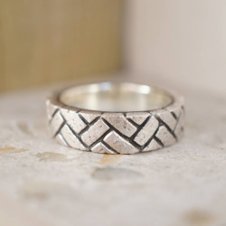 Personalised Herringbone Brick Ring - Handcrafted By Name My Rings™