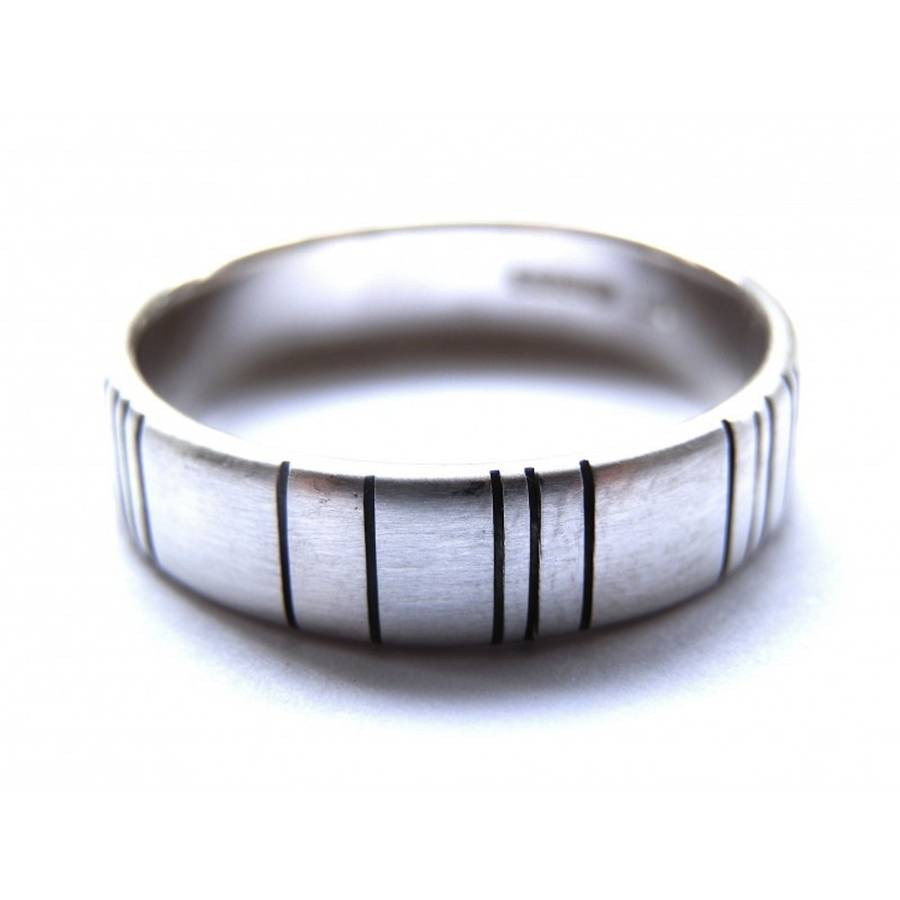 Branded Barcode Rings Personalised Mens Barcode Oxidized Ring - Handcrafted By Name My Rings™