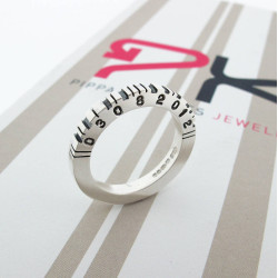 Personalised Thick Square Barcode Ring - Handcrafted By Name My Rings™