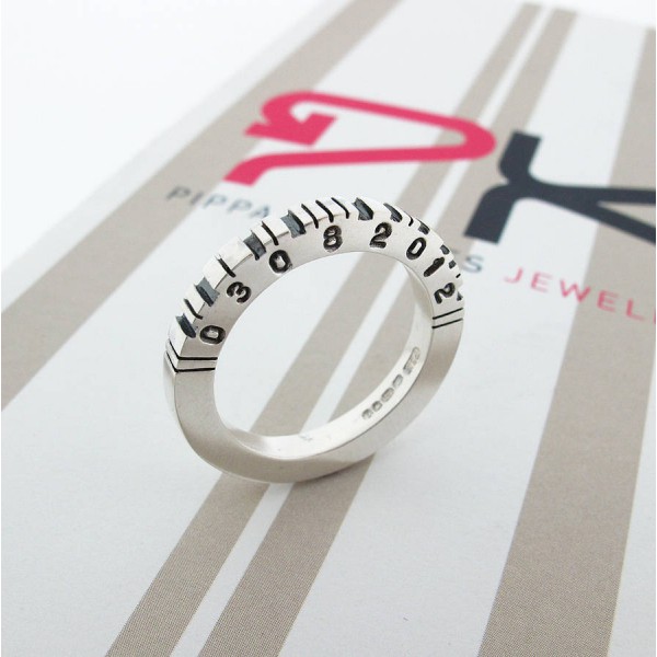 Personalised Thick Square Barcode Ring - Handcrafted By Name My Rings™