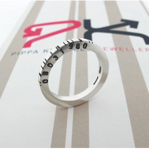 Personalised Thin Square Barcode Ring - Handcrafted By Name My Rings™