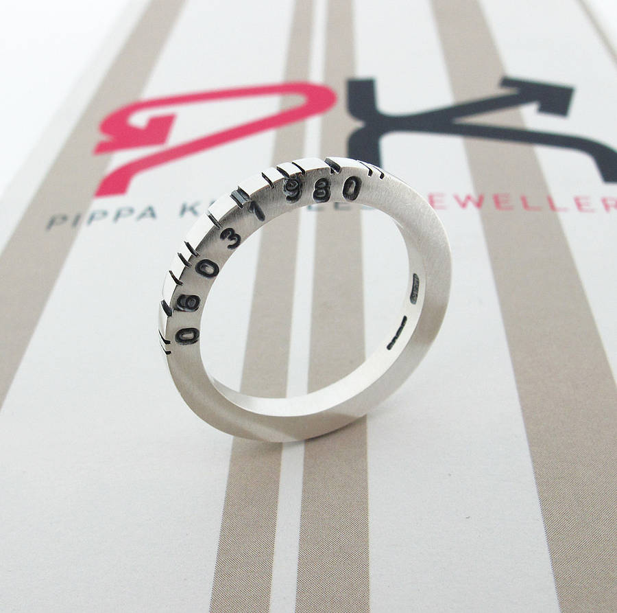 Branded Barcode Rings Personalised Thin Square Barcode Ring - Handcrafted By Name My Rings™