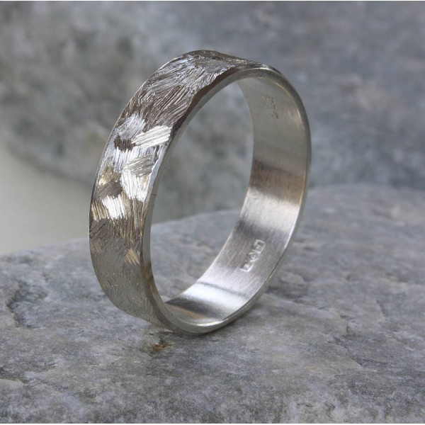Personalised Handmade Unisex Textured Band Ring - Handcrafted By Name My Rings™